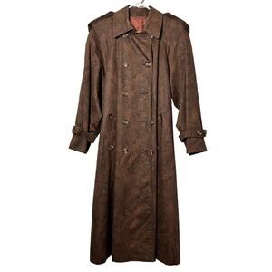 Vintage‎ Aquascutum London Paisley Trench Coat Double Breasted Long